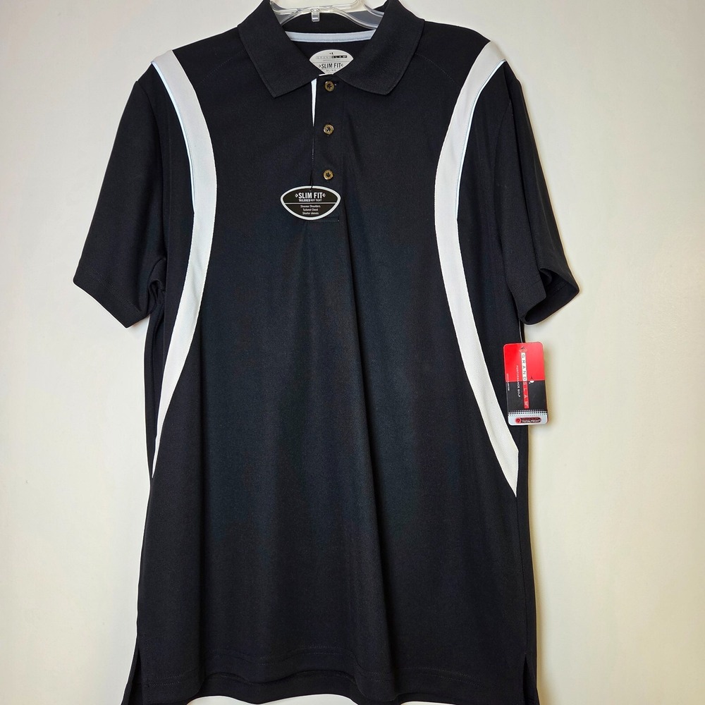 Grand Slam Total Tech Performance Golf Slim Fit Tech Black White Caviar Polo XL